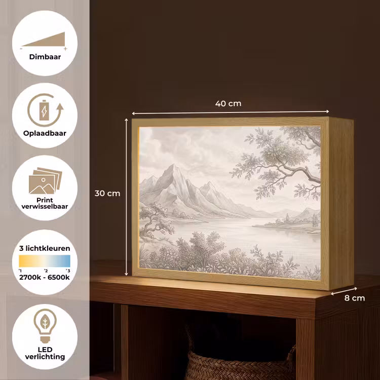 Landschap - Bergen - Meer - Natuur Light Box met batterij (Wandlamp) middel -USP_websiteoverzichtNL