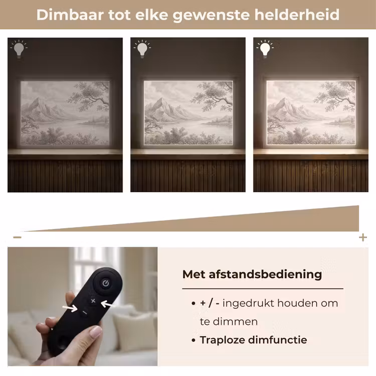 Landschap - Bergen - Meer - Natuur Light Box met batterij (Wandlamp) middel -USP_dimbaarNL