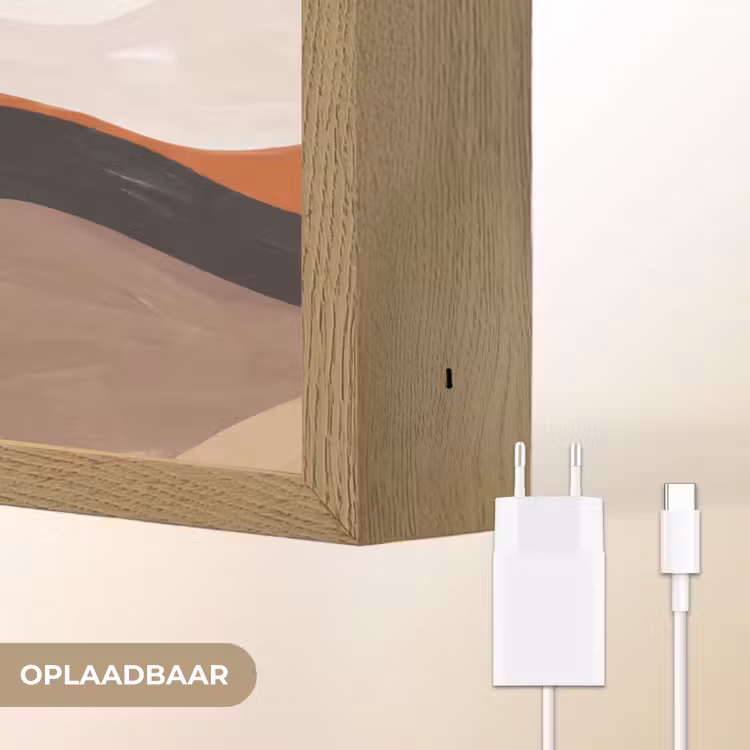 Landschap - Heuvels - Zon - Abstract - Oranje Light Box met batterij (Wandlamp) middel -USP_websiteoplaadbaarNL