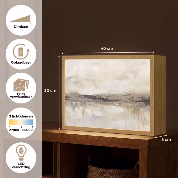 Landschap - Horizon - Natuur - Abstract - Neutraal Light Box met batterij (Wandlamp) middel -USP_websiteoverzichtNL