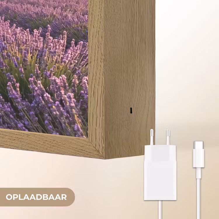 Landschap - Lavendelveld - Paars Light Box met batterij (Wandlamp) middel -USP_websiteoplaadbaarNL