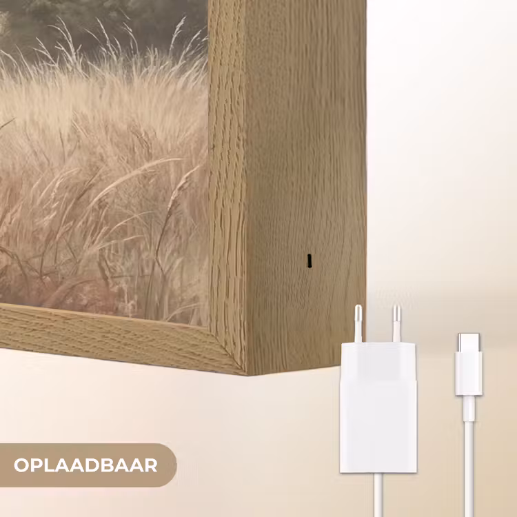 Landschap - Minimalistisch - Beige Light Box met batterij (Wandlamp) middel -USP_websiteoplaadbaarNL