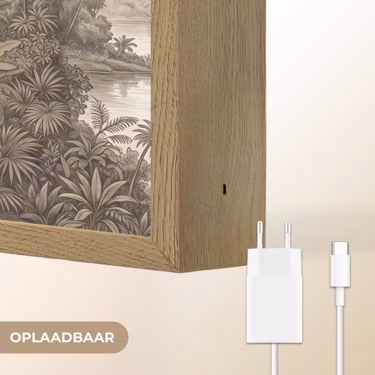 Landschap - Rivier - Boot - Tropisch - Vintage Light Box met batterij (Wandlamp) middel -USP_websiteoplaadbaarNL