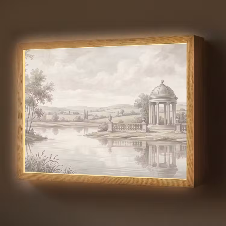 Landschap - Water - Natuur - Sepia Light Box met batterij (Wandlamp) middel -z3d_website