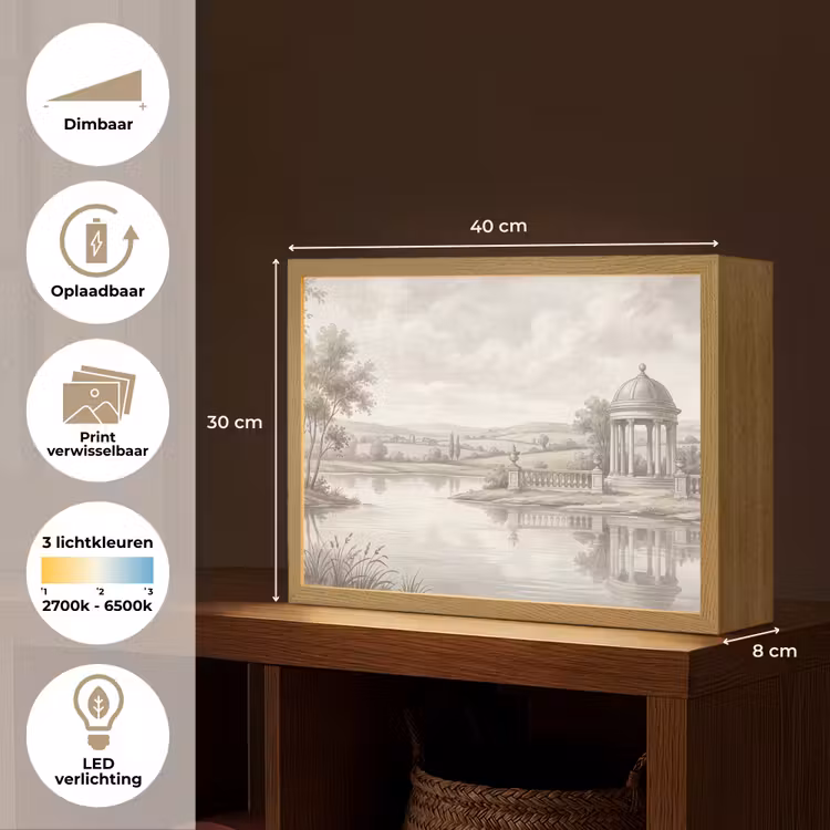 Landschap - Water - Natuur - Sepia Light Box met batterij (Wandlamp) middel -USP_websiteoverzichtNL