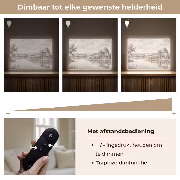 Landschap - Water - Natuur - Sepia Light Box met batterij (Wandlamp) middel -USP_dimbaarNL