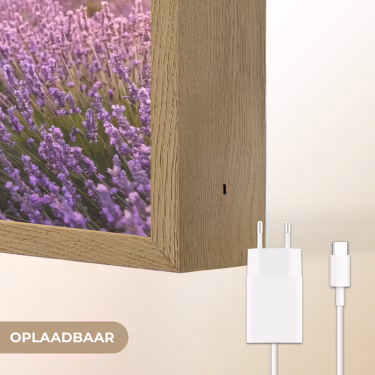 Lavendel - Veld - Natuur - Paars Light Box met batterij (Wandlamp) middel -USP_websiteoplaadbaarNL