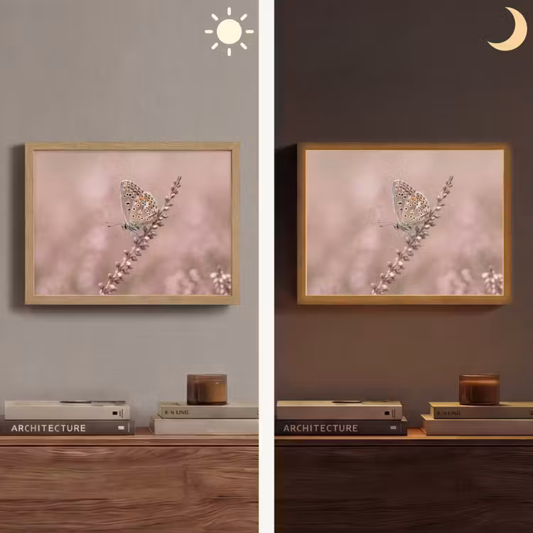 Lavendel - Vlinder - Paars Light Box met batterij (Wandlamp) middel -sfeer3