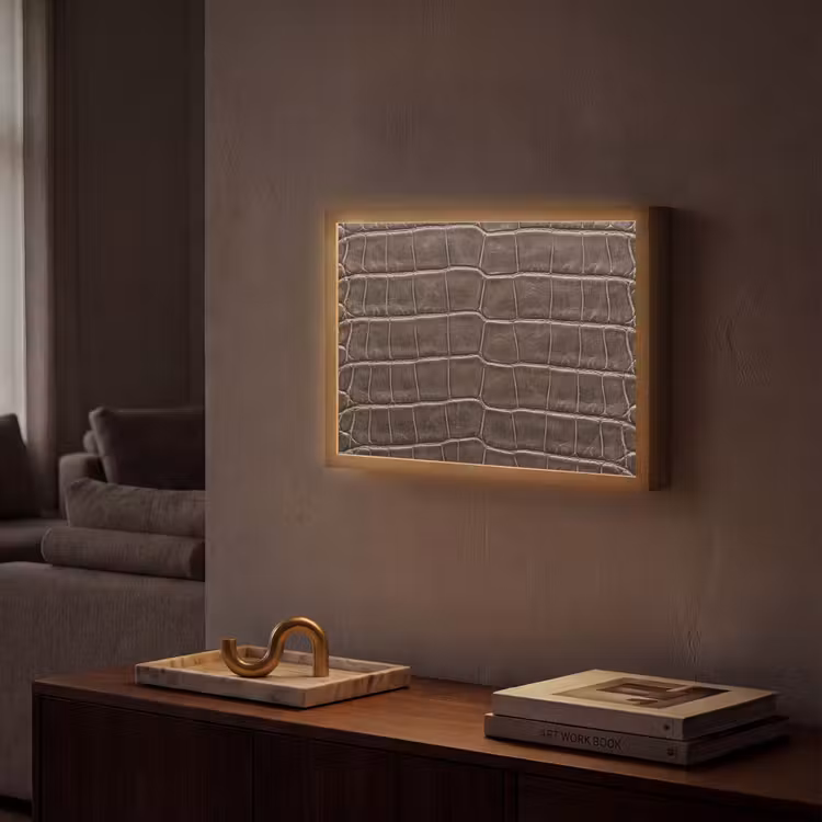 Leer - Krokodil - Mat Light Box met batterij (Wandlamp) middel -sfeer1