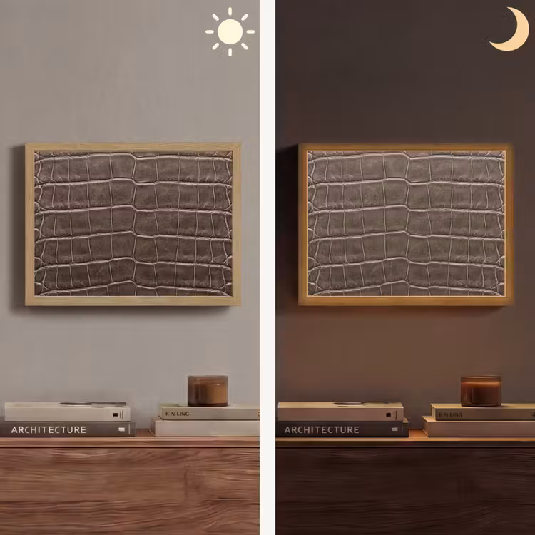 Leer - Krokodil - Mat Light Box met batterij (Wandlamp) middel -sfeer3