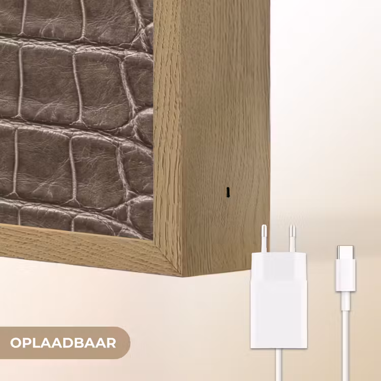 Leer - Krokodil - Mat Light Box met batterij (Wandlamp) middel -USP_websiteoplaadbaarNL