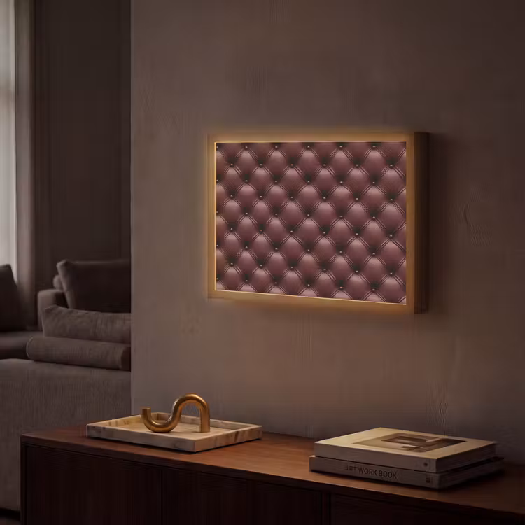 Leer - Patroon - Bordeaux Light Box met batterij (Wandlamp) middel 907 -sfeer1