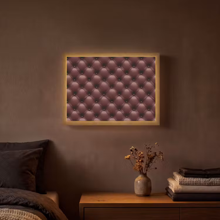 Leer - Patroon - Bordeaux Light Box met batterij (Wandlamp) middel 907 -sfeer4