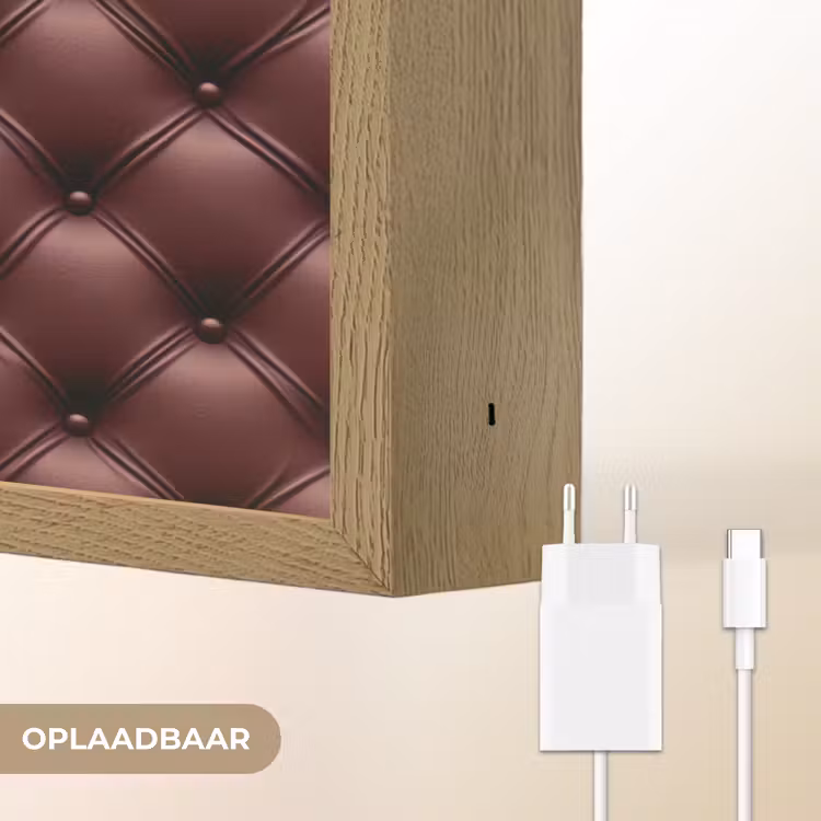 Leer - Patroon - Bordeaux Light Box met batterij (Wandlamp) middel 907 -USP_websiteoplaadbaarNL