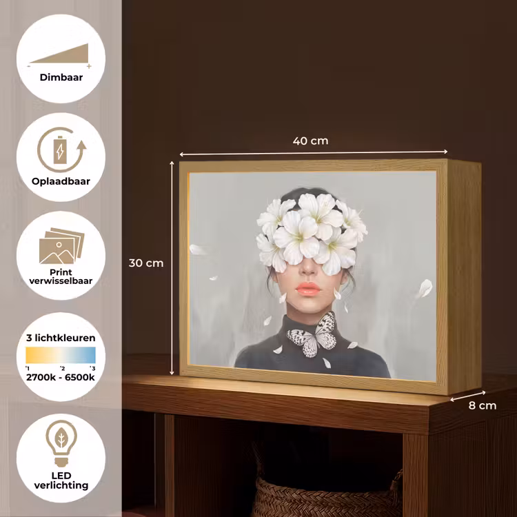 Lelies - Portret - Wit Light Box met batterij (Wandlamp) middel -USP_websiteoverzichtNL
