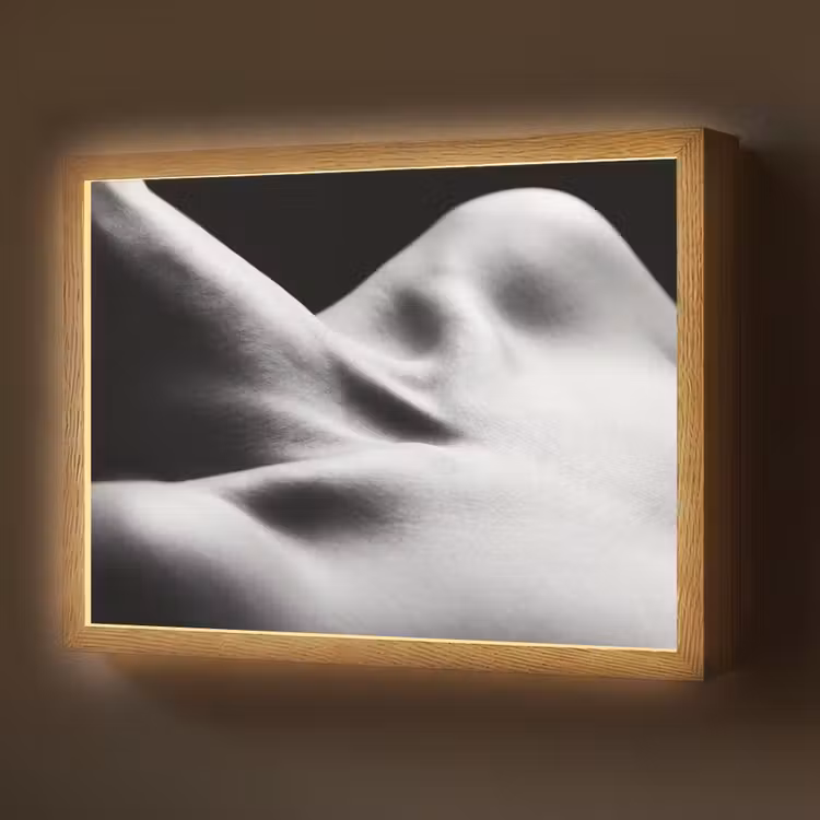 Lichaam - Vormen - Abstract - Zwart - Wit - Sensueel Light Box met batterij (Wandlamp) middel -z3d_website