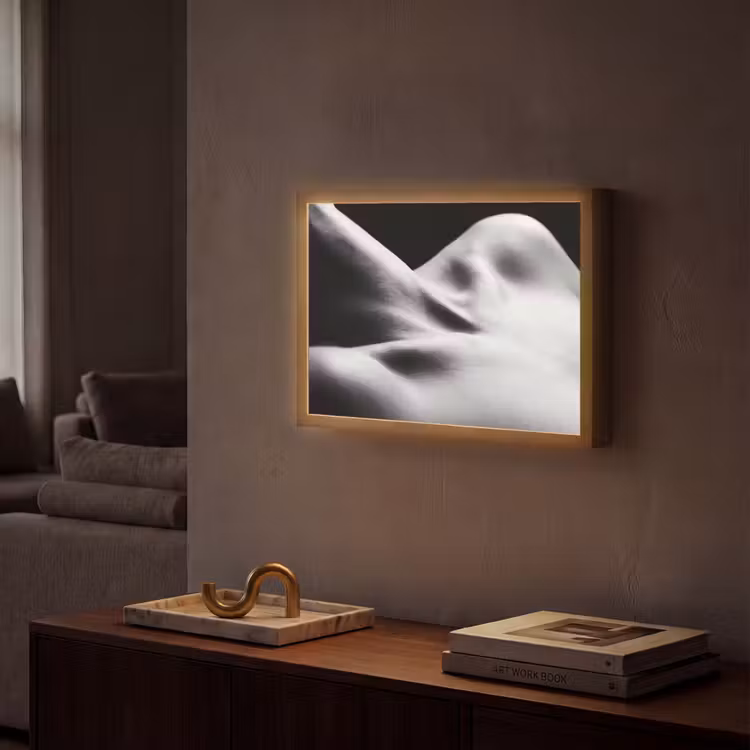 Lichaam - Vormen - Abstract - Zwart - Wit - Sensueel Light Box met batterij (Wandlamp) middel -sfeer1