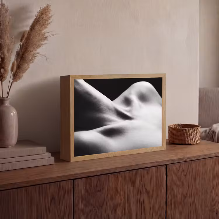 Lichaam - Vormen - Abstract - Zwart - Wit - Sensueel Light Box met batterij (Wandlamp) middel -sfeer2