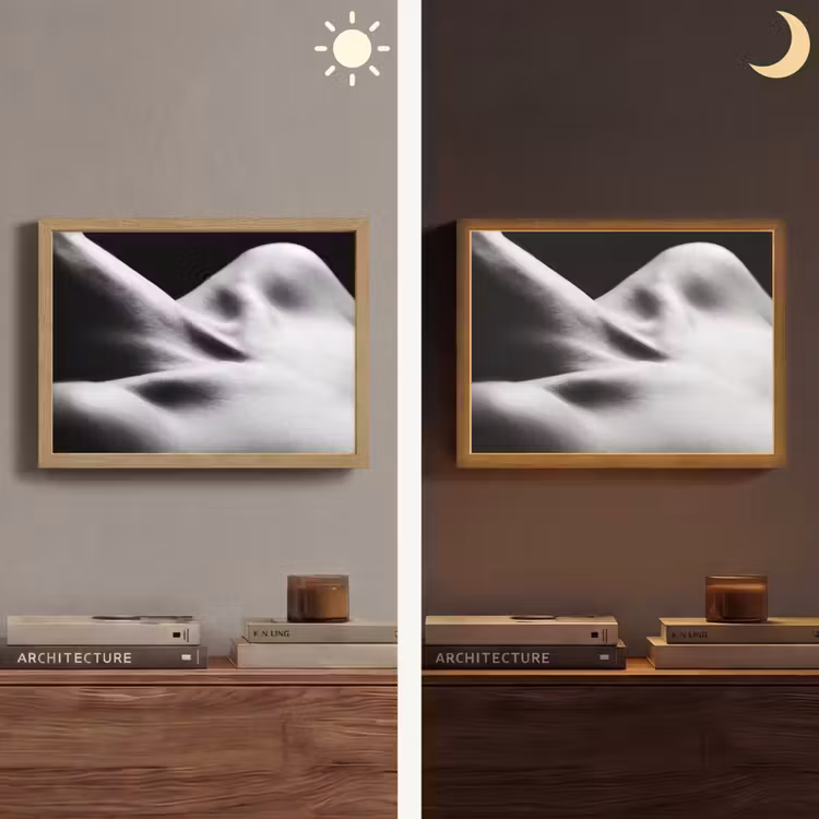 Lichaam - Vormen - Abstract - Zwart - Wit - Sensueel Light Box met batterij (Wandlamp) middel -sfeer3