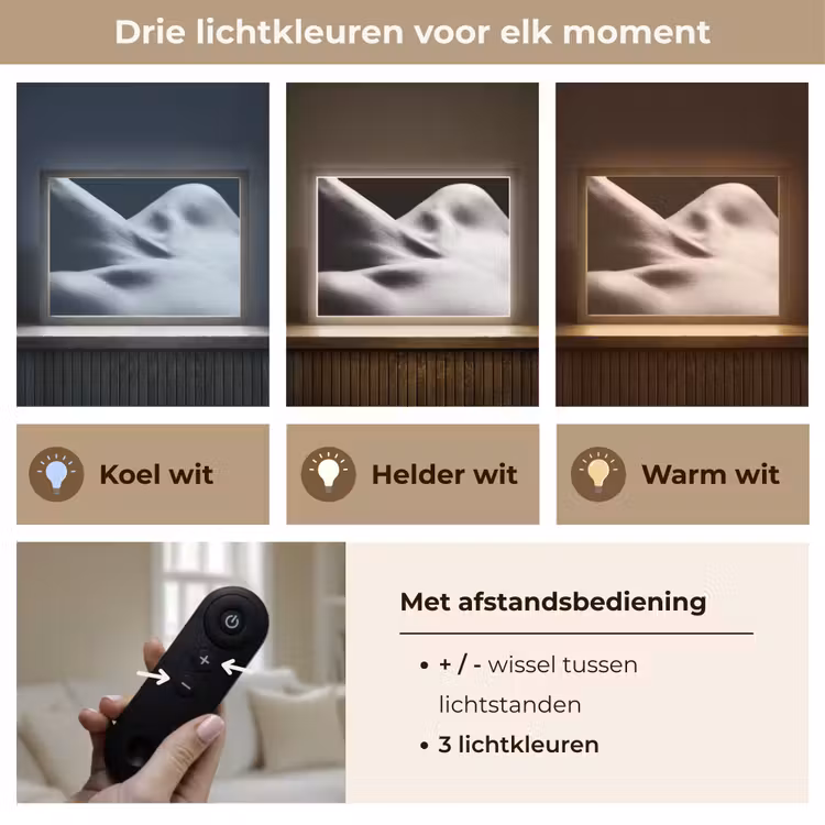 Lichaam - Vormen - Abstract - Zwart - Wit - Sensueel Light Box met batterij (Wandlamp) middel -USP_lichtkleurNL