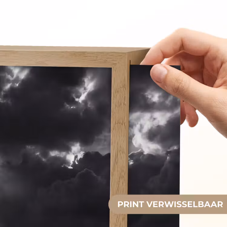 Licht - Wolken - Zee - Zwart-wit - Natuur Light Box met batterij (Wandlamp) middel -USP_websiteprintNL