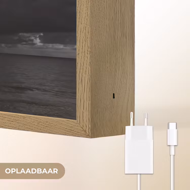 Licht - Wolken - Zee - Zwart-wit - Natuur Light Box met batterij (Wandlamp) middel -USP_websiteoplaadbaarNL