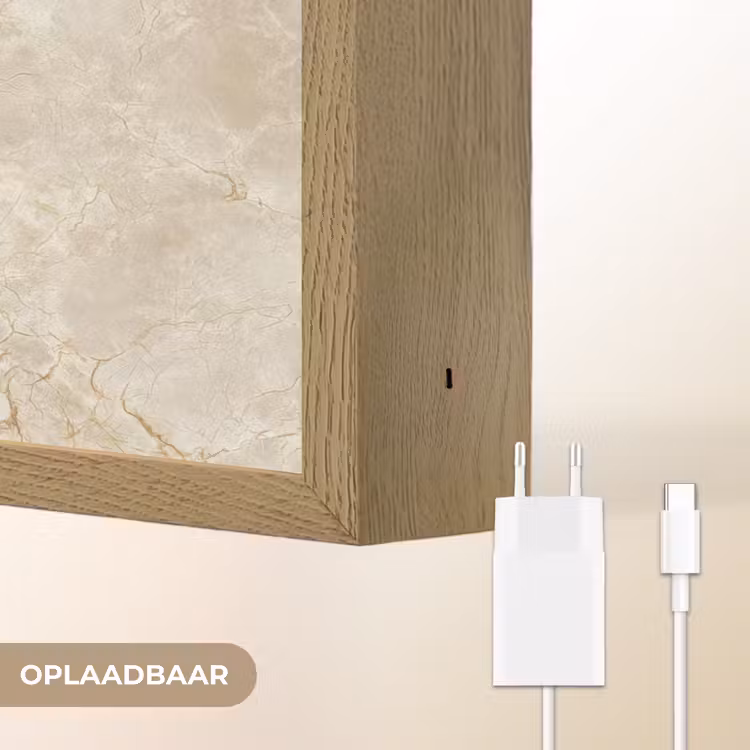 Lichtbeige - Marmer - Aders Light Box met batterij (Wandlamp) middel 907 -USP_websiteoplaadbaarNL
