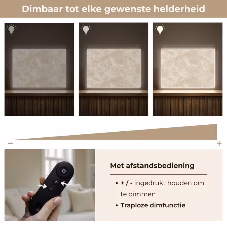 Lichtbeige - Marmer - Aders Light Box met batterij (Wandlamp) middel 907 -USP_dimbaarNL