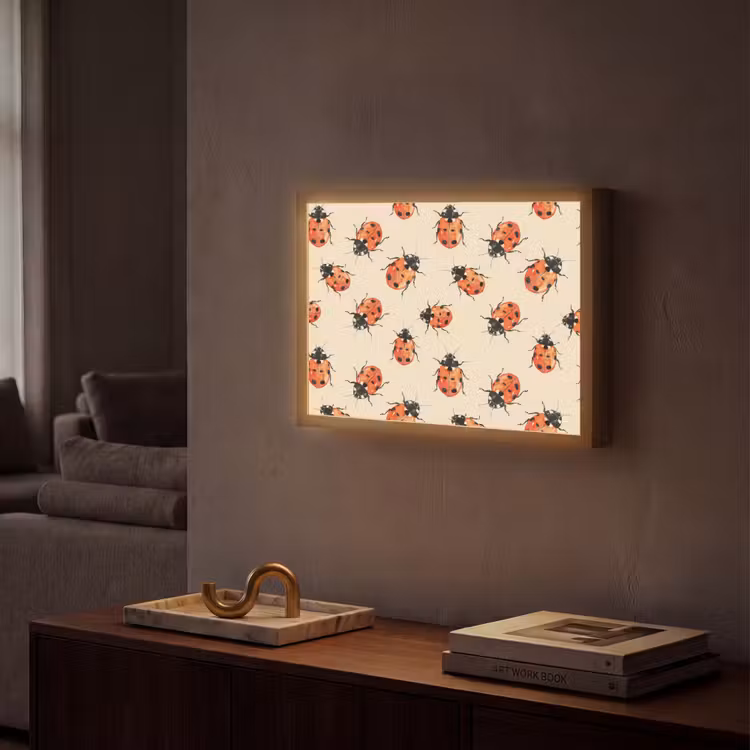 Lieveheersbeestjes - Patroon - Rood Light Box met batterij (Wandlamp) middel 907 -sfeer1