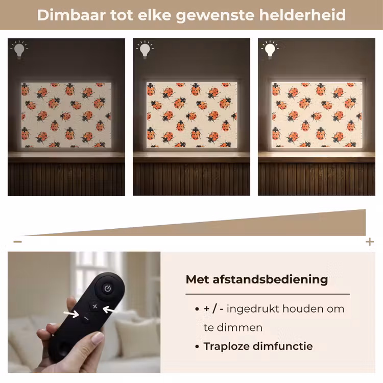 Lieveheersbeestjes - Patroon - Rood Light Box met batterij (Wandlamp) middel 907 -USP_dimbaarNL
