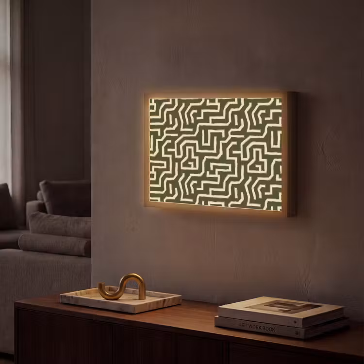 Lijnen - Abstract - Groen Light Box met batterij (Wandlamp) middel 907 -sfeer1