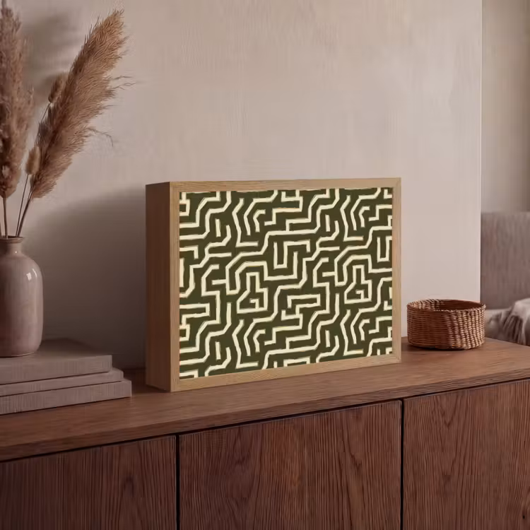Lijnen - Abstract - Groen Light Box met batterij (Wandlamp) middel 907 -sfeer2