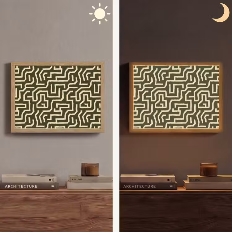 Lijnen - Abstract - Groen Light Box met batterij (Wandlamp) middel 907 -sfeer3