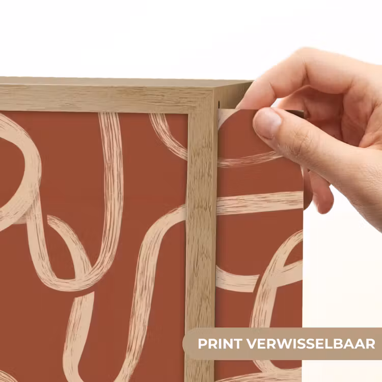 Lijnen - Abstract - Organisch - Terracotta - Crème Light Box met batterij (Wandlamp) middel 907 -USP_websiteprintNL