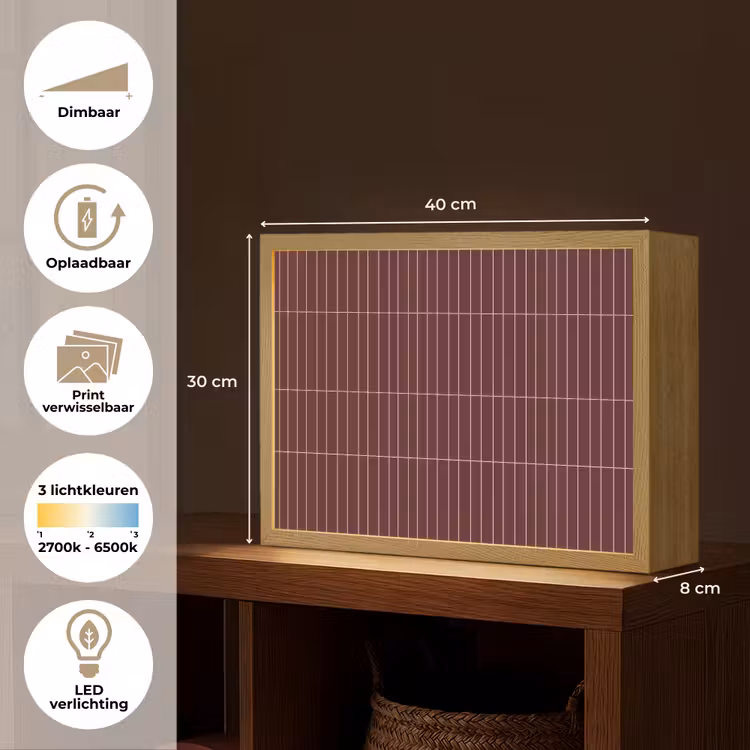 Lijnen - Patroon - Bordeaux Light Box met batterij (Wandlamp) middel 907 -USP_websiteoverzichtNL