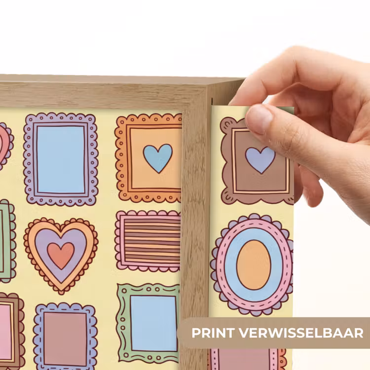 Lijst - Patroon - Hart - Speels - Kleurrijk Light Box met batterij (Wandlamp) middel -USP_websiteprintNL