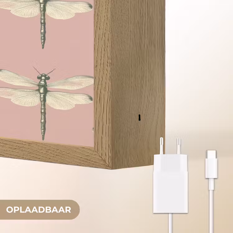 Lillibellen - Patroon - Roze Light Box met batterij (Wandlamp) middel 907 -USP_websiteoplaadbaarNL