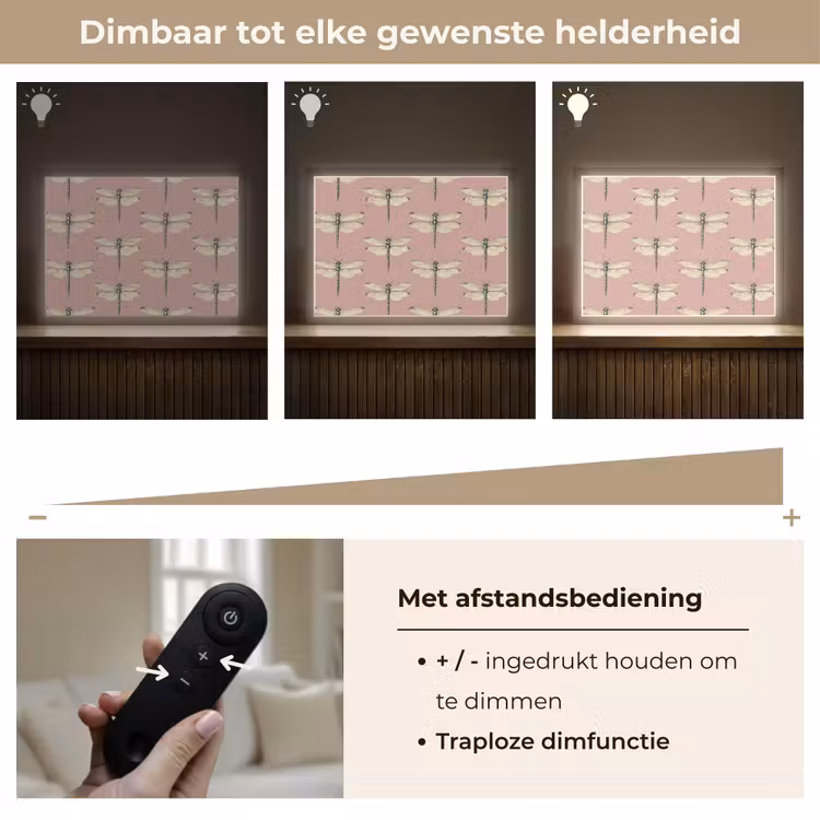 Lillibellen - Patroon - Roze Light Box met batterij (Wandlamp) middel 907 -USP_dimbaarNL