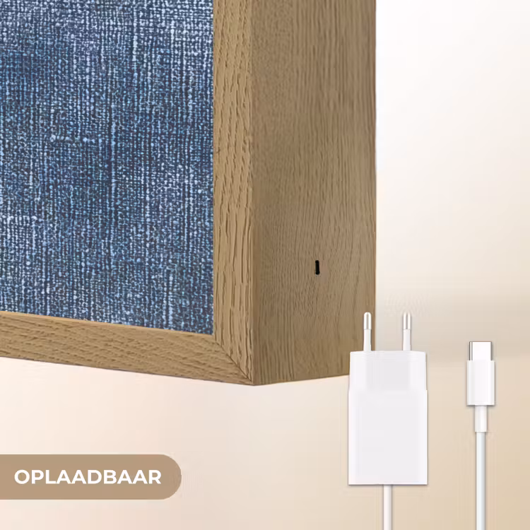 Linnen - Textuur - Patroon - Denim - Rustiek Light Box met batterij (Wandlamp) middel 907 -USP_websiteoplaadbaarNL