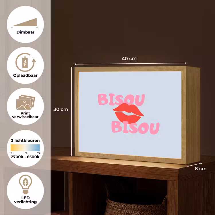 Lippen - Bisou - Blauw Light Box met batterij (Wandlamp) middel -USP_websiteoverzichtNL