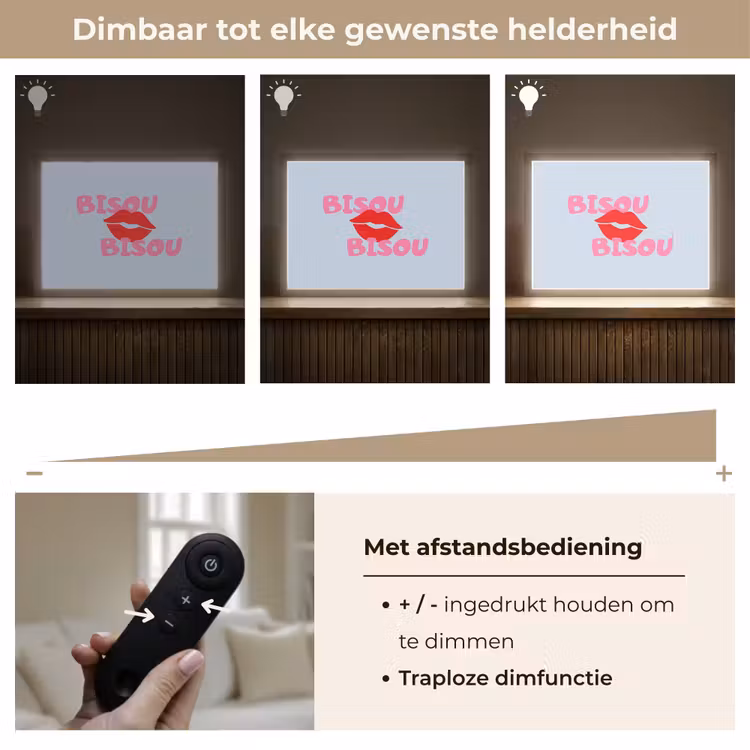 Lippen - Bisou - Blauw Light Box met batterij (Wandlamp) middel -USP_dimbaarNL