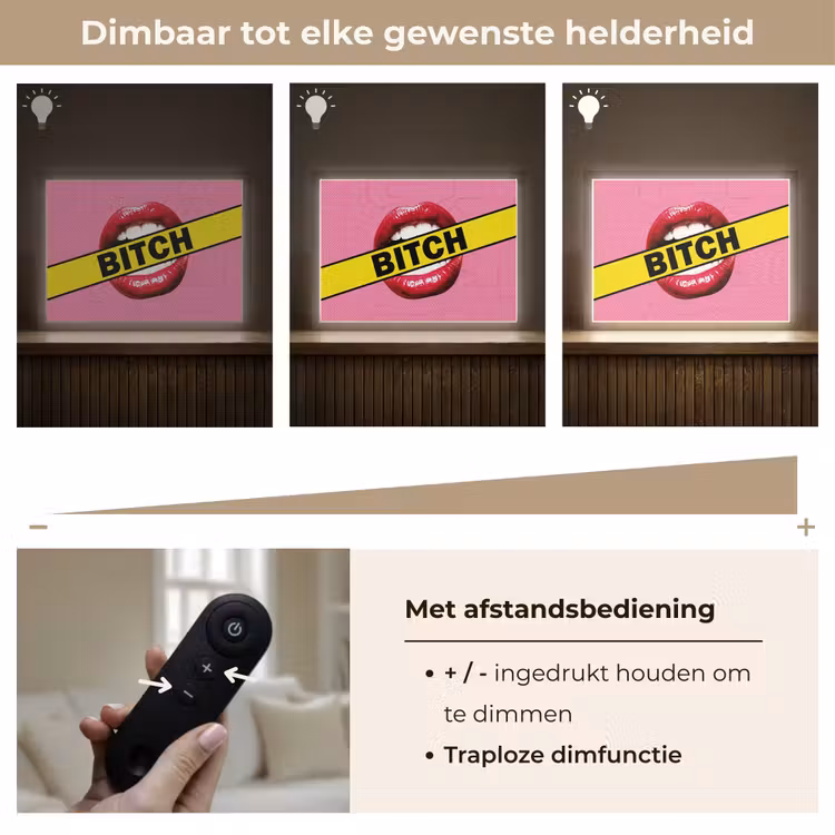 Lippen - Tekst - Kleurrijk Light Box met batterij (Wandlamp) middel -USP_dimbaarNL