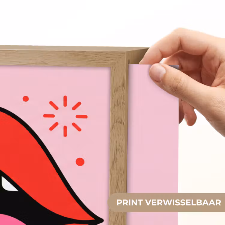 Lippen - Tong - Pop-art - Kleurrijk - Roze Light Box met batterij (Wandlamp) middel -USP_websiteprintNL