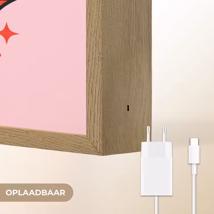 Lippen - Tong - Pop-art - Kleurrijk - Roze Light Box met batterij (Wandlamp) middel -USP_websiteoplaadbaarNL
