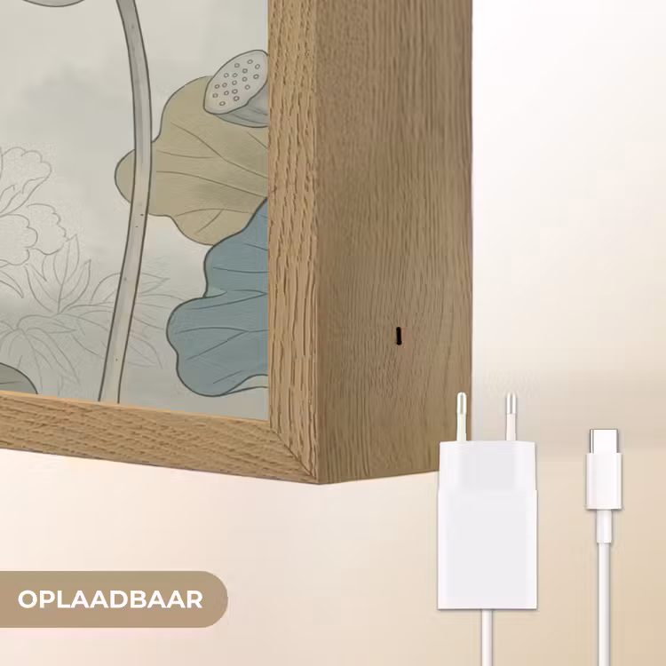 Lotus - Bloemen - Groen Light Box met batterij (Wandlamp) middel -USP_websiteoplaadbaarNL