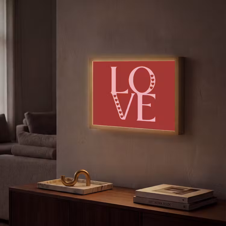 Love - Rood - Hatjes Light Box met batterij (Wandlamp) middel -sfeer1