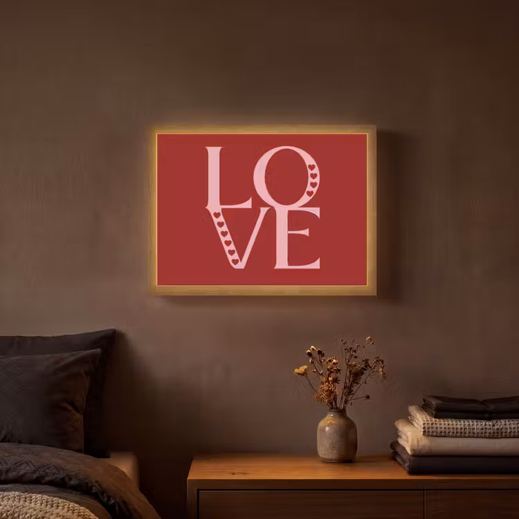 Love - Rood - Hatjes Light Box met batterij (Wandlamp) middel -sfeer4