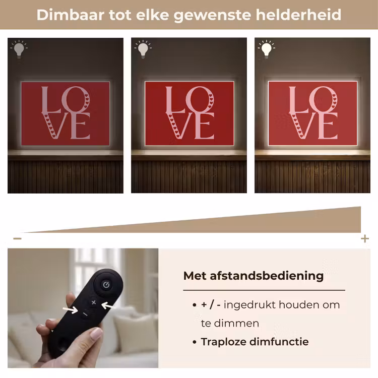 Love - Rood - Hatjes Light Box met batterij (Wandlamp) middel -USP_dimbaarNL