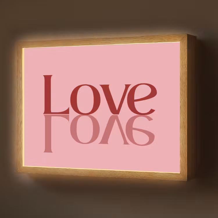 Love - Roze - Spiegeling Light Box met batterij (Wandlamp) middel -z3d_website