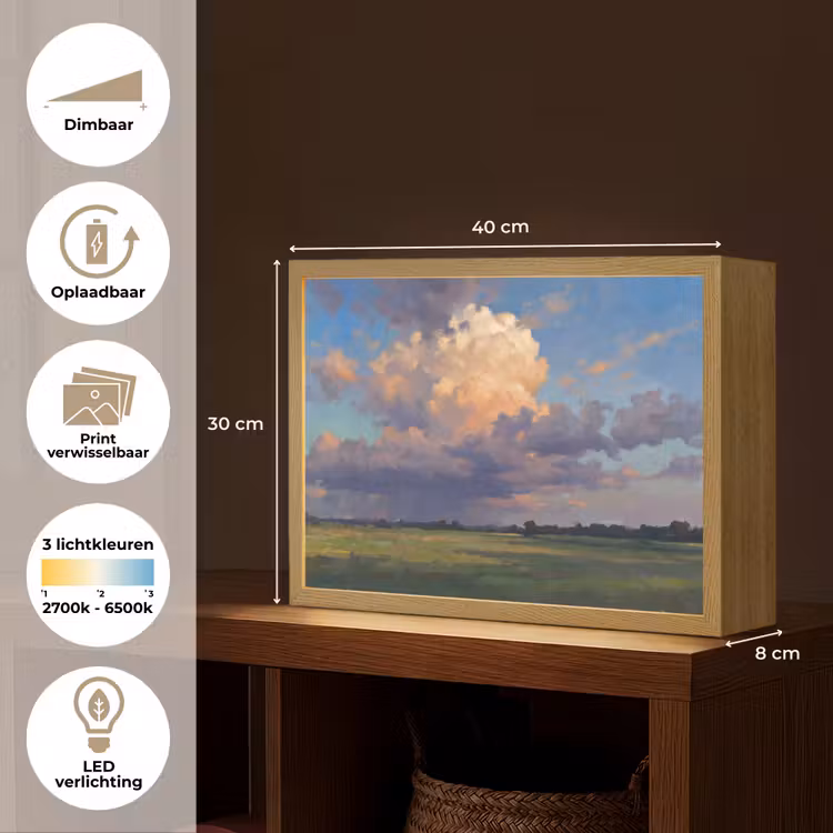 Lucht - Wolken - Landschap - Modern - Oranje Light Box met batterij (Wandlamp) middel -USP_websiteoverzichtNL
